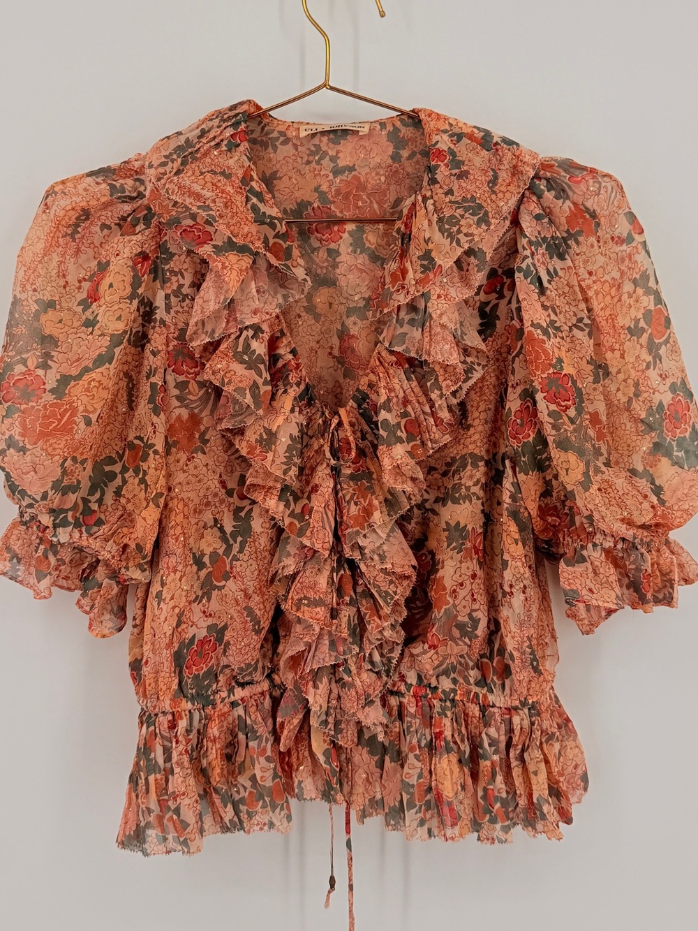 Ulla Johnson Floral Ruffle Blouse Size 2 - Picture 3 of 7